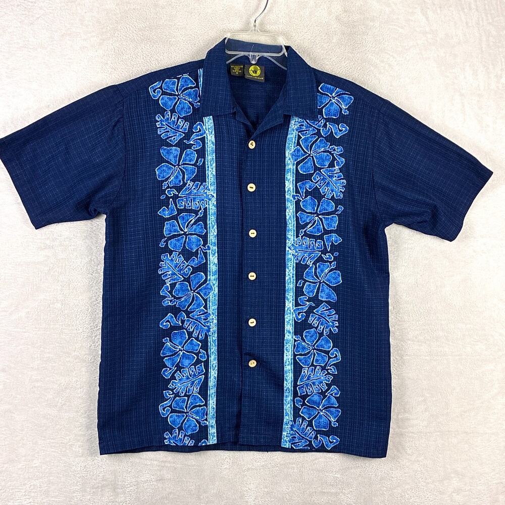 VTG Body Glove Hawaiian Shirt Mens M Blue Floral Surf Skate Beach Aloha Tiki Y2K
